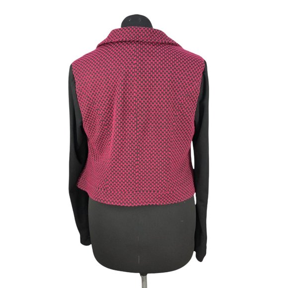 TORRID Beet Red/Black Checkered Print Moto Jacket Sz 1/1X - Picture 8 of 13